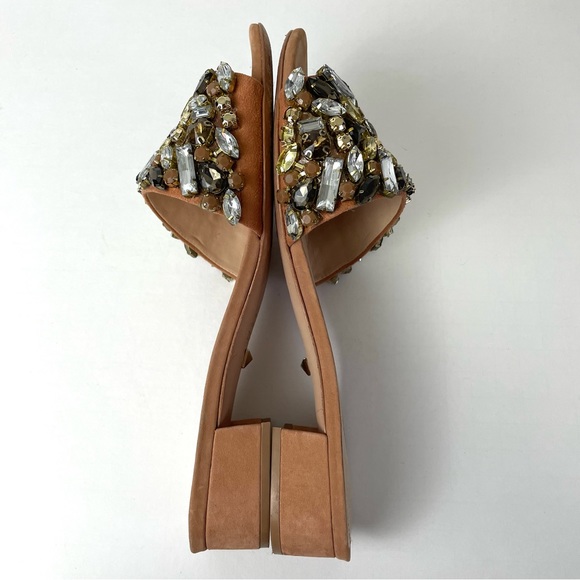 SCHUTZ Victoria Jewelled Embellished Leather Sandal Slides Size 7 - Picture 7 of 12